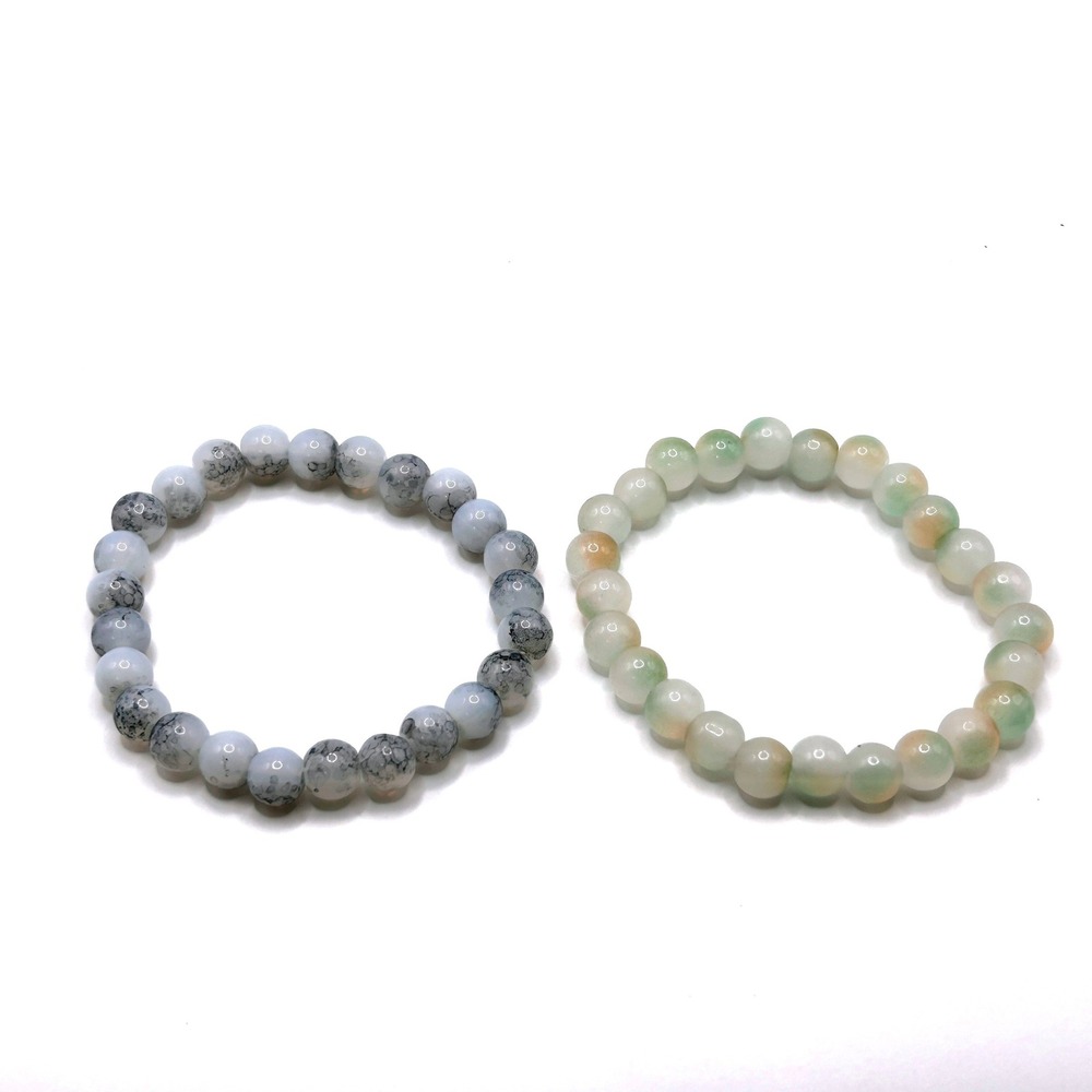 Natural Stone Beaded Stretch Bracelet Set OS Multi Color Jewelry Zen Yoga Gift